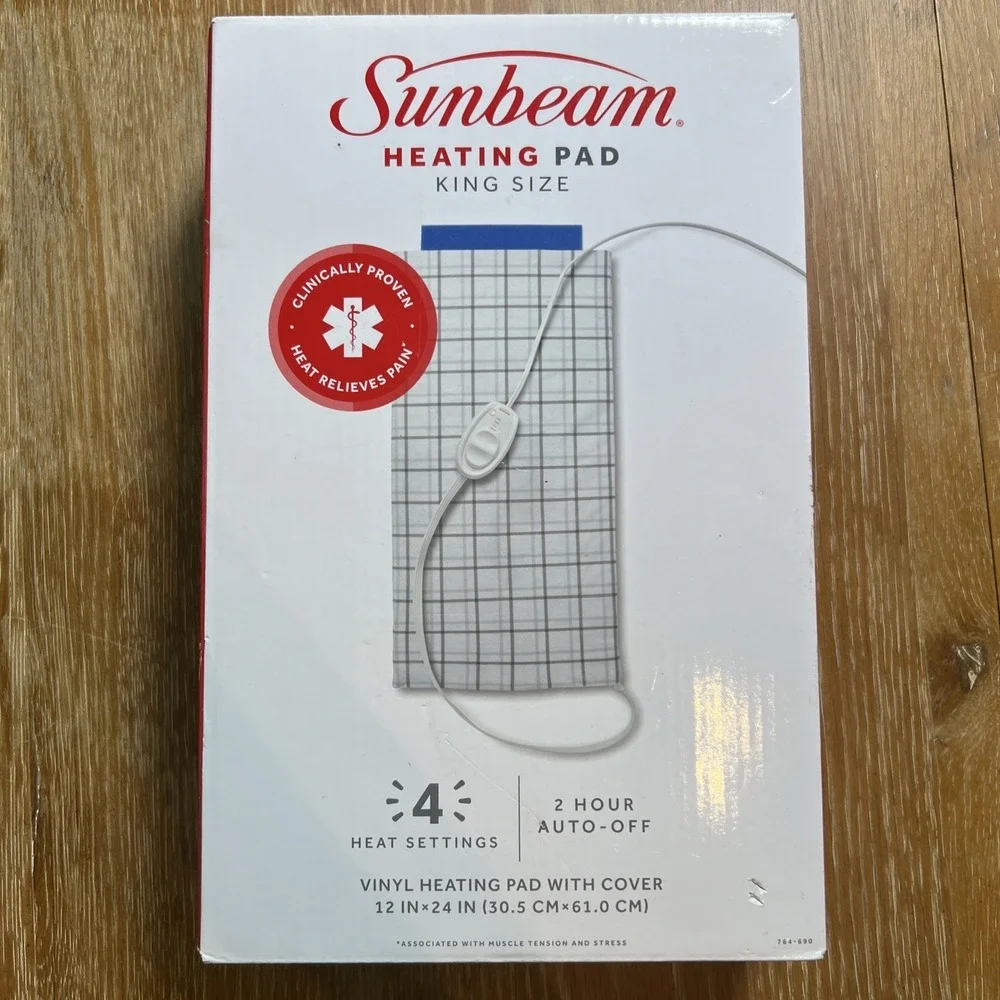 Sunbeam Heating Pad King Size 4 Heat Settings 2 Hour Shut Off 12x24 NEW in Box